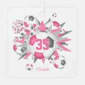 Mädchen nennen Fußball Blowout Rosa grau Ornament Aus Metall (Rückseite)