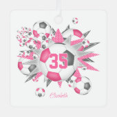 Mädchen nennen Fußball Blowout Rosa grau Ornament Aus Metall (Vorderseite)