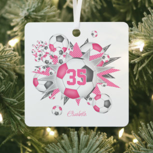 Mädchen nennen Fußball Blowout Rosa grau Ornament Aus Metall