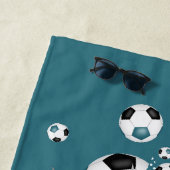 Mädchen nennen Fußballbälle Sterne aquamarin schwa Strandtuch (Beispiel)