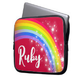 Mädchen nennen Regenbogenruine Rote Sterne Laptopschutzhülle (Vorderseite Links)