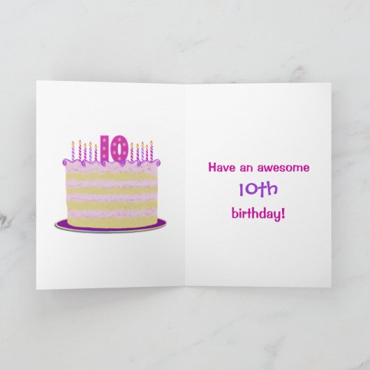 Mädchen Niedlich 10. Geburtstag personalisieren Karte (Innenseite)