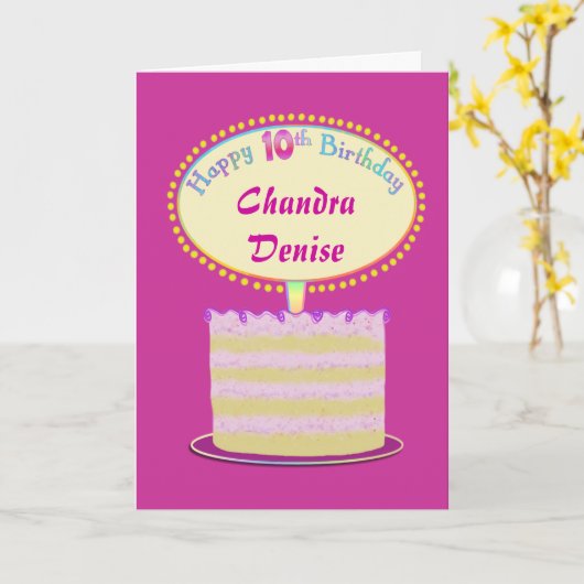 Mädchen Niedlich 10. Geburtstag personalisieren Karte (Gelbe Blume)