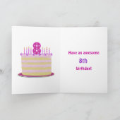 Mädchen Niedlich 8. Geburtstag Personalisiert Karte (Innenseite)