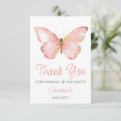 Mädchen Niedlich Blush Pink Butterfly 1. Geburtsta Dankeskarte (Stehend Vorderseite)