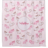 Mädchen Niedlich Boho Bauernhof Kühe Rosa Muster N Duschvorhang (Vorderseite)