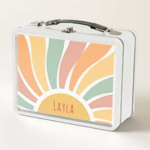 Mädchen Niedlich Boho Pastel Rainbow Kinder Metall Brotdose