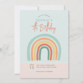 Mädchen Niedlich Boho Rainbow Kinder 5th Birthday Einladung (Vorderseite)