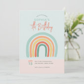 Mädchen Niedlich Boho Rainbow Kinder 5th Birthday Einladung (Stehend Vorderseite)