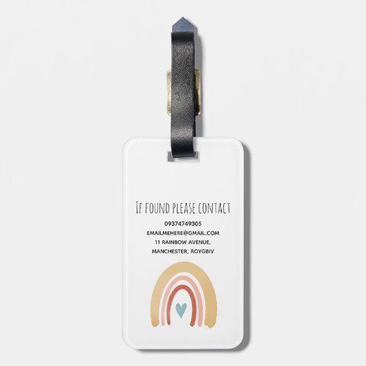 Mädchen Niedlich Boho Wasserfarbe Regenbogen und N Gepäckanhänger (Rückseite vertikal)