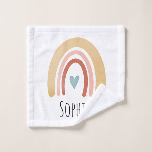 Mädchen Niedlich Boho Wasserfarbe Regenbogenmuster Badhandtuch Set (Waschlappen)