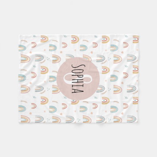 Mädchen Niedlich Boho Wasserfarbe Regenbogenmuster Fleecedecke (Vorderseite (Horizontal))