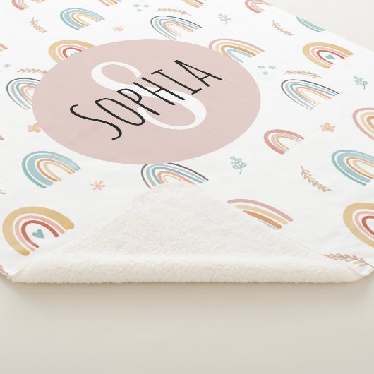 Mädchen Niedlich Boho Wasserfarbe Regenbogenmuster Sherpadecke (3/4)