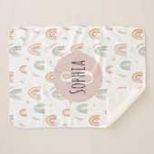 Mädchen Niedlich Boho Wasserfarbe Regenbogenmuster Sherpadecke (Vorderseite (Horizontal))