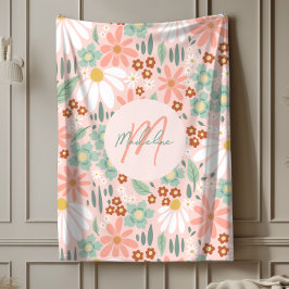 Mädchen Niedlich Chic Pink Daisy Wildblume Fleecedecke