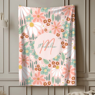 Mädchen Niedlich Chic Pink Daisy Wildblume Fleecedecke