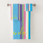 Mädchen Niedlich Cursive Pastel Rainbow Color Patt Badhandtuch Set (Insitu)