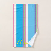 Mädchen Niedlich Cursive Pastel Rainbow Color Patt Badhandtuch Set (Handtuch)
