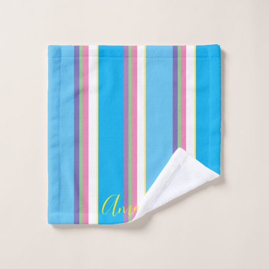 Mädchen Niedlich Cursive Pastel Rainbow Color Patt Badhandtuch Set (Waschlappen)