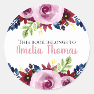 Mädchen Niedlich "Dieses Buch gehört zum floralen Runder Aufkleber