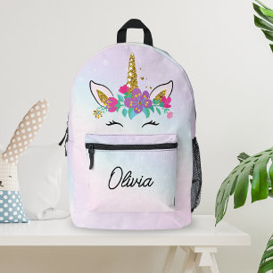 Mädchen Niedlich Einhorn und Wasserfarben Rainbow  Bedruckter Rucksack