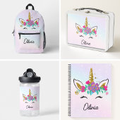 Mädchen Niedlich Einhorn und Wasserfarben Rainbow Bedruckter Rucksack