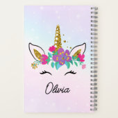 Mädchen Niedlich Einhorn und Wasserfarben Rainbow Notizblock (Rückseite)