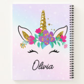 Mädchen Niedlich Einhorn und Wasserfarben Rainbow Notizblock (Rückseite)