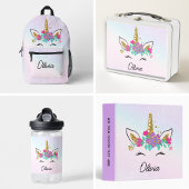 Mädchen Niedlich Einhorn und Wasserfarben Rainbow  Trinkflasche