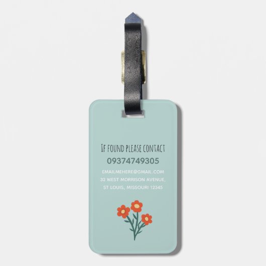 Mädchen Niedlich Flora Hund Kinder Reisen Gepäckanhänger (Rückseite vertikal)