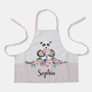 Mädchen Niedlich Floral Panda Bär und Blume Kind Schürze
