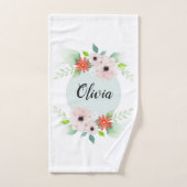 Mädchen Niedlich Floral Wasserfarben Blume und Nam Badhandtuch Set (Handtuch)