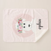 Mädchen Niedlich Floral Wasserfarben Schafe und Na Sherpadecke (Vorderseite (Horizontal))