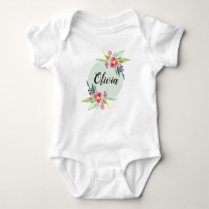 Mädchen Niedlich Frühlingsbotanische Blume und Nam Baby Strampler