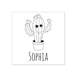 Mädchen Niedlich Kawaii Cactus & Name School Buchz Gummistempel