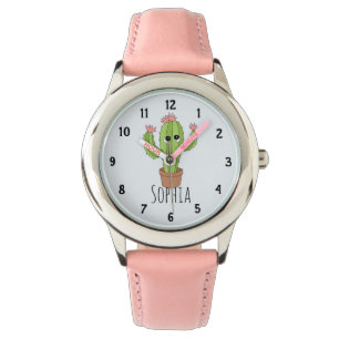 Mädchen Niedlich Kawaii Kactus Cartoon und Name Ki Armbanduhr