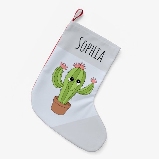 Mädchen Niedlich Kawaii Kactus Cartoon und Name Ki Kleiner Weihnachtsstrumpf (Vorderansicht (hängend))