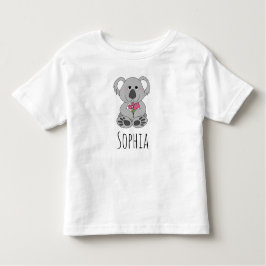 Mädchen Niedlich Koala Bear Cartoon und Blume und  Kleinkind T-shirt