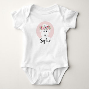 Mädchen Niedlich Lamm Aquarell Blume und Name Baby Strampler