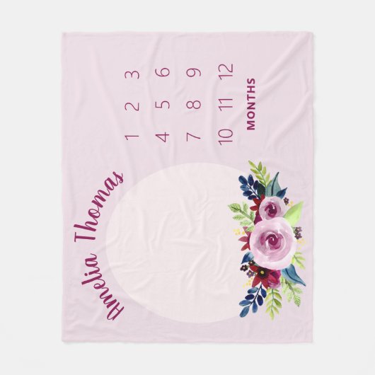 Mädchen Niedlich Lila Blumenzwiebeln Monatlicher M Fleecedecke (Vorderseite)