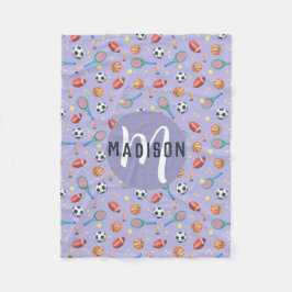 Mädchen Niedlich Lila Fußball Basketball Sport Kin Fleecedecke