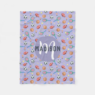 Mädchen Niedlich Lila Fußball Basketball Sport Kin Fleecedecke