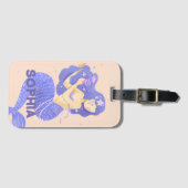 Mädchen Niedlich Lila Mermaid Name Personalisiert Gepäckanhänger (Vorderseite (Horizontal))