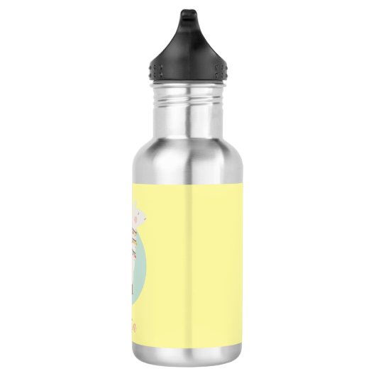 Mädchen Niedlich Llama Personalisiert Name Kinder Edelstahlflasche (Rechts)