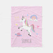 Mädchen Niedlich magisch rosa Einhorn & Name Kinde Fleecedecke (Vorderseite)