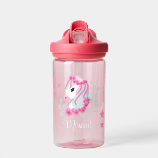 Mädchen Niedlich magisch Unicorn | Name hinzufügen Trinkflasche
