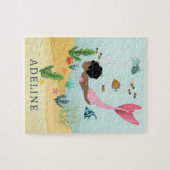 Mädchen Niedlich magisch unter dem Meer Afro Meerj Puzzle (Horizontal)