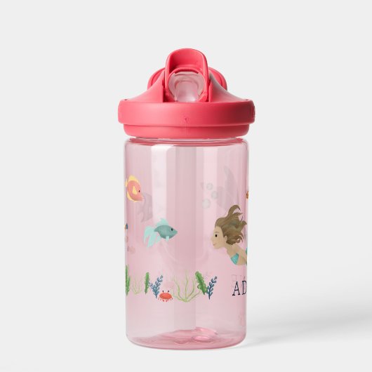 Mädchen Niedlich Magisch unter dem Meer Rosa Meerj Trinkflasche (Vorne)