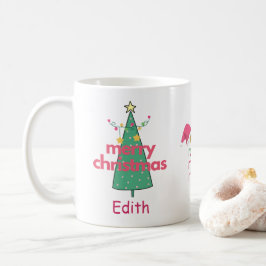 Mädchen Niedlich Merry Pink Weihnachtsbaum Tasse
