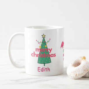 Mädchen Niedlich Merry Pink Weihnachtsbaum Tasse